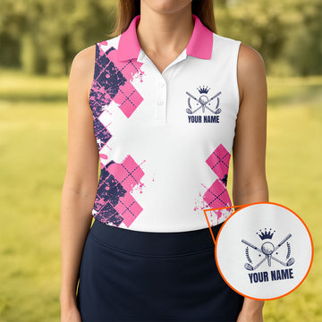 Personalized Pink Paint Splash Golf Shirt, Women's Golf Tops, Golf Shirts For Women