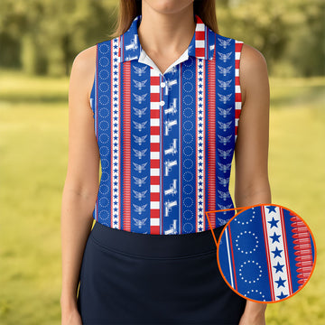 Red White Blue Army Theme Patriotic 4th Of July Golf Shirt, 250 Years Golf Shirt For Women
