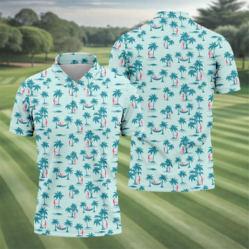 Tropical Beach Golf Paradise Polo Shirt, Golf Polo Shirts For Men, Printed Golf Shirts