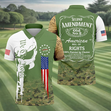 American Bill Of Rights Father's Day Camo Golf Shirt, 250 Years 4th Of July Polo Shirts For Men