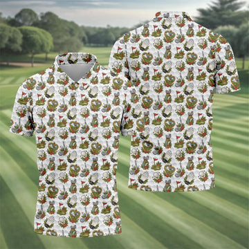Floral Golf Club Pattern White Hawaiian Golf Shirt, Men's Golf Shirt, Golf Apparel For Men