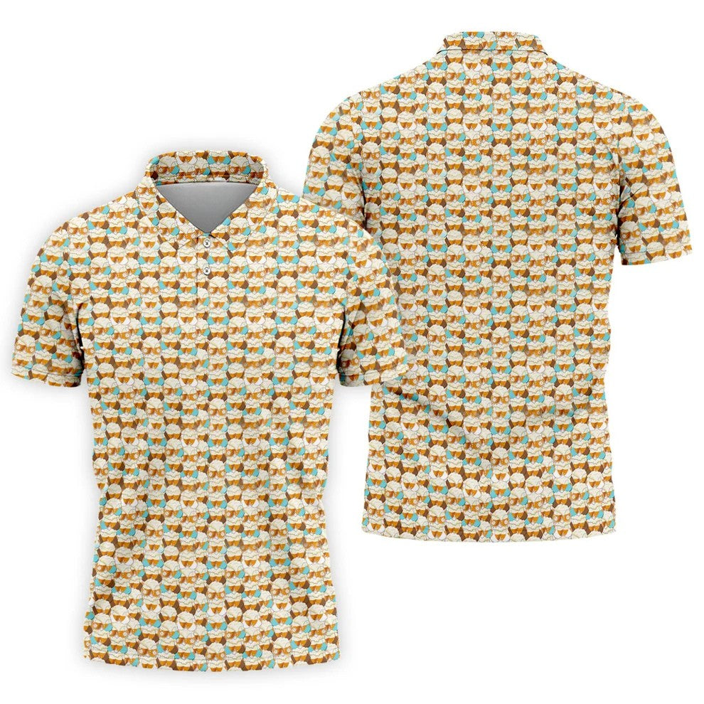 Funny Beer Mug Bikini Pattern Golf Polo Shirt, Golf Polo Shirts For Men, Mens Golf Shirts