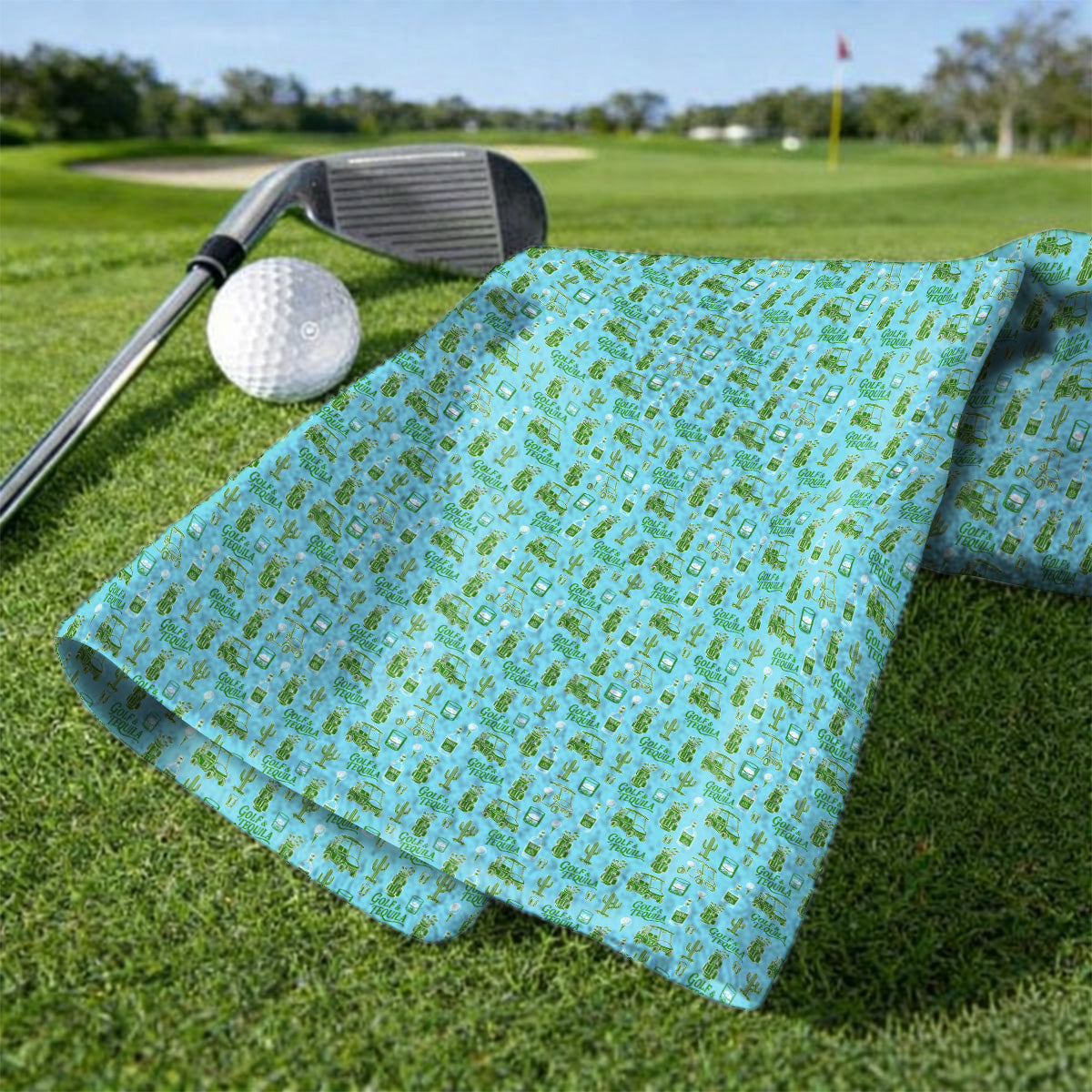 Golf & Tequila Pattern Golf Towel, Funny Golf Towels For Tequila Lover, Golf Gift For Golfer