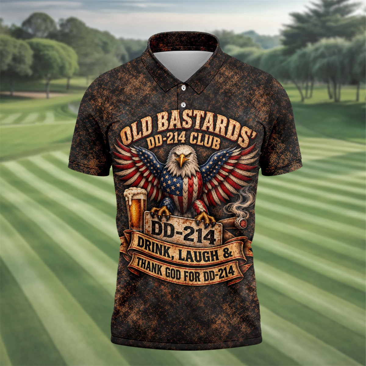 Old Bastards DD-214 Club Eagle Golf Polo Shirt, Veterans Day Shirt, Mens Golf Shirts