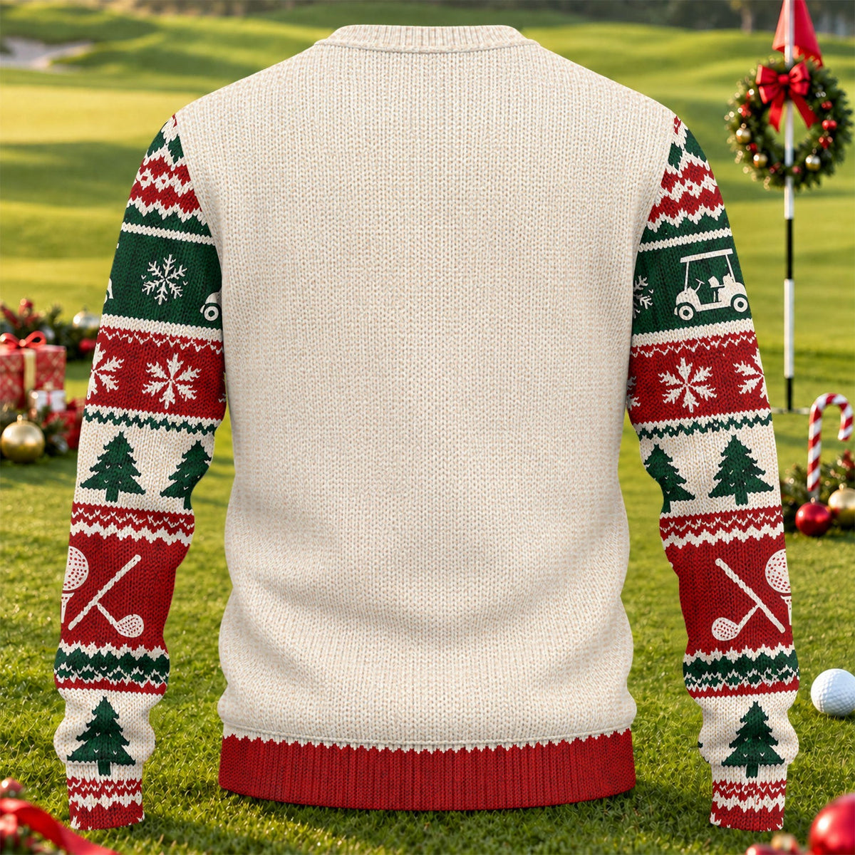 Most Wonderful Time Golf Cart Ugly Christmas Sweater, Holiday Sweaters, Golf Gifts