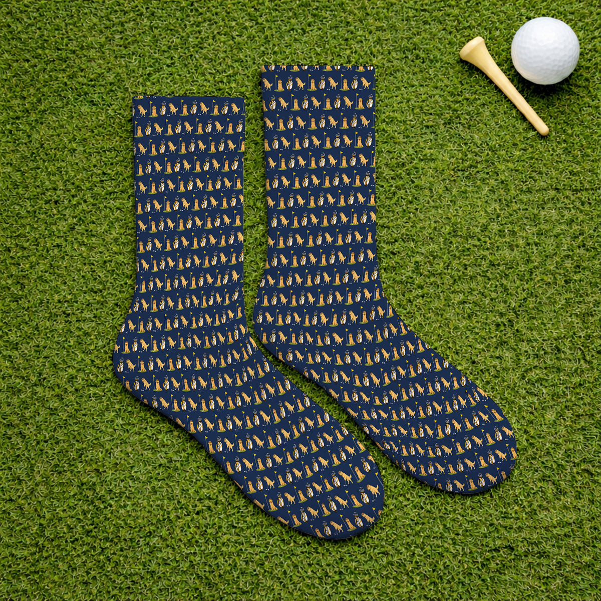 Golden Retriever Pattern Golf Sock, Funny Dog Golf Socks, Crazy Golf Gift For Golfer