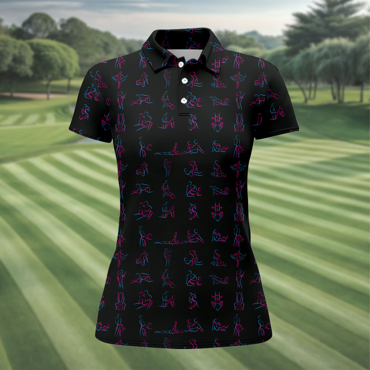Funny Neon Couples Pattern Golf Polo Shirt, Ladies Golf Shirts, Golf Polo For Women