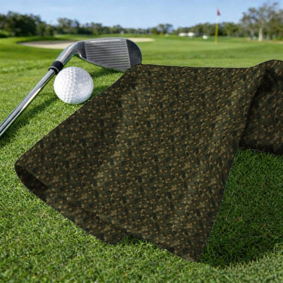 Duck Hunter Golf Towels, Funny Mallard Camo Pattern Towel, Unique Gift For Hunting & Golf Lovers