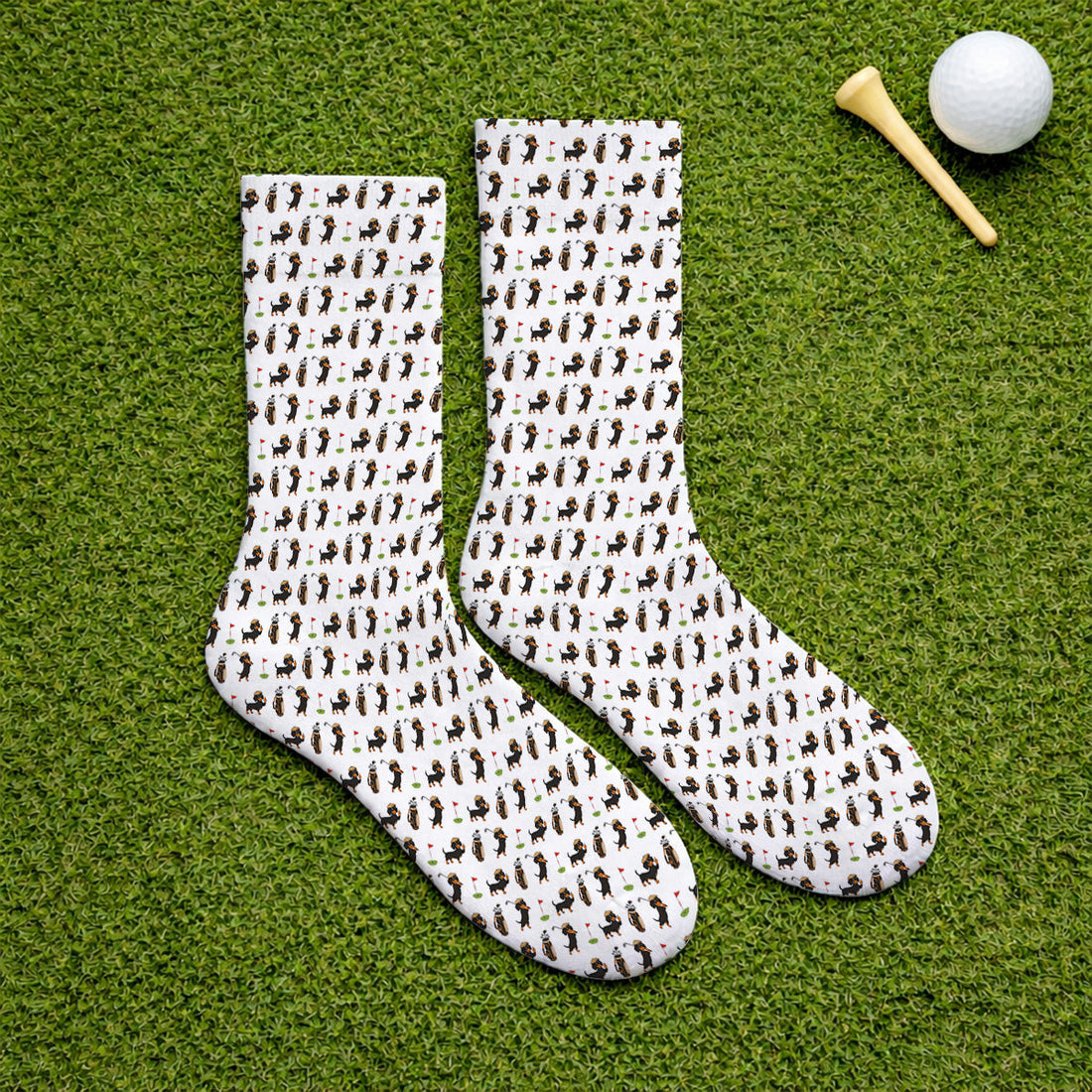 Dachshund Golf Socks, Funny Wiener Dog Pattern Golf Sock, Doxie Lover Golf Gift