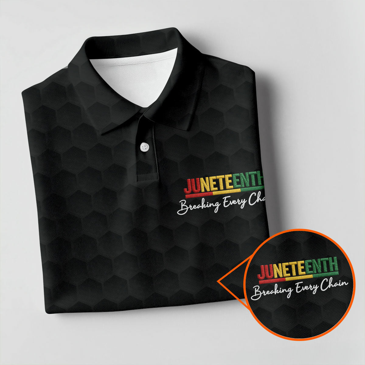 Juneteenth Breaking Every Chain Golf Ball Pattern Ladies Golf Tops, Black Heritage Day Golf Shirt For Women