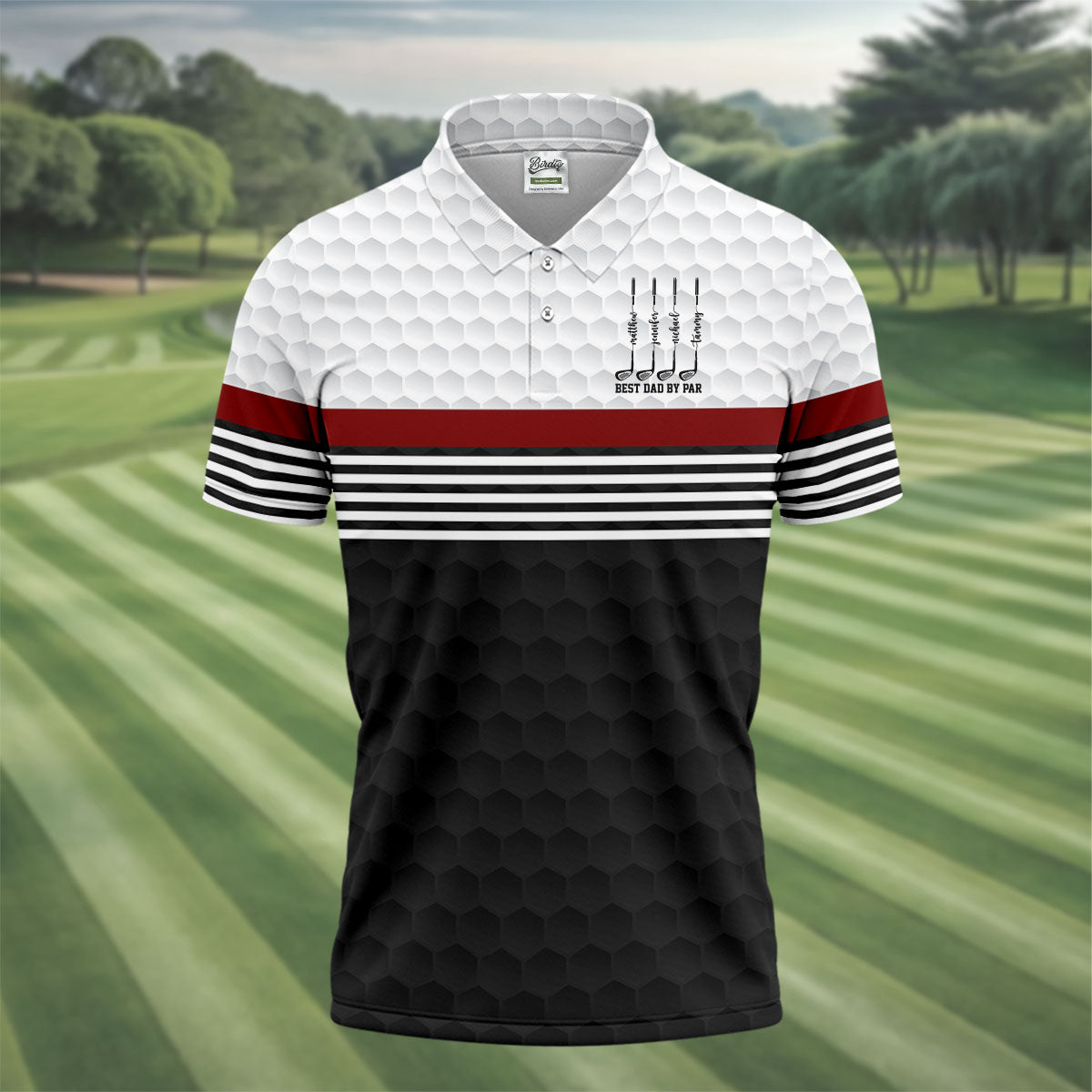 Best Dad By Par Golf Ball Pattern Father's Day Golf Shirt, Golf Gift For Dad, Polo Shirts For Men