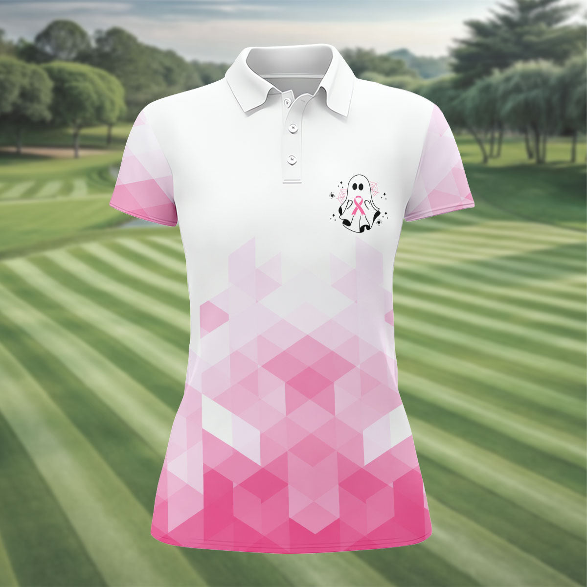 Breast Cancer Is Boo Sheet Horror Character Polo Shirt, Golf Polo For Women, Printed Golf Shirt