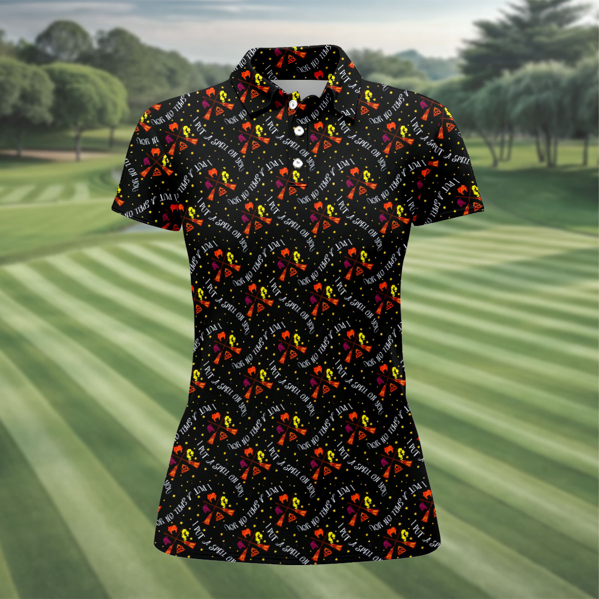 I Put A Spell On You Horror Character Polo Shirt, Halloween Shirt, Women's Golf Apparel