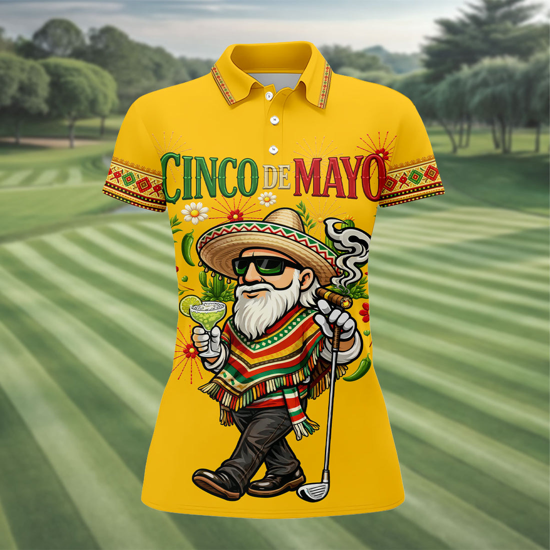 Margarita Man Cinco De Mayo Celebration Yellow Golf Shirt, Fiesta Theme Golf Shirt For Women