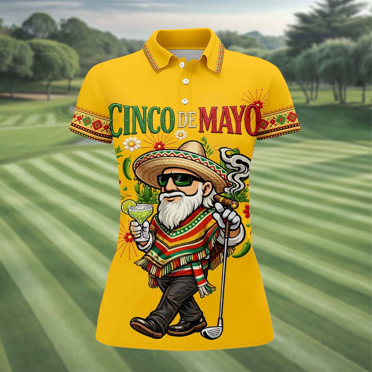 Margarita Man Cinco De Mayo Celebration Yellow Golf Shirt, Fiesta Theme Golf Shirt For Women