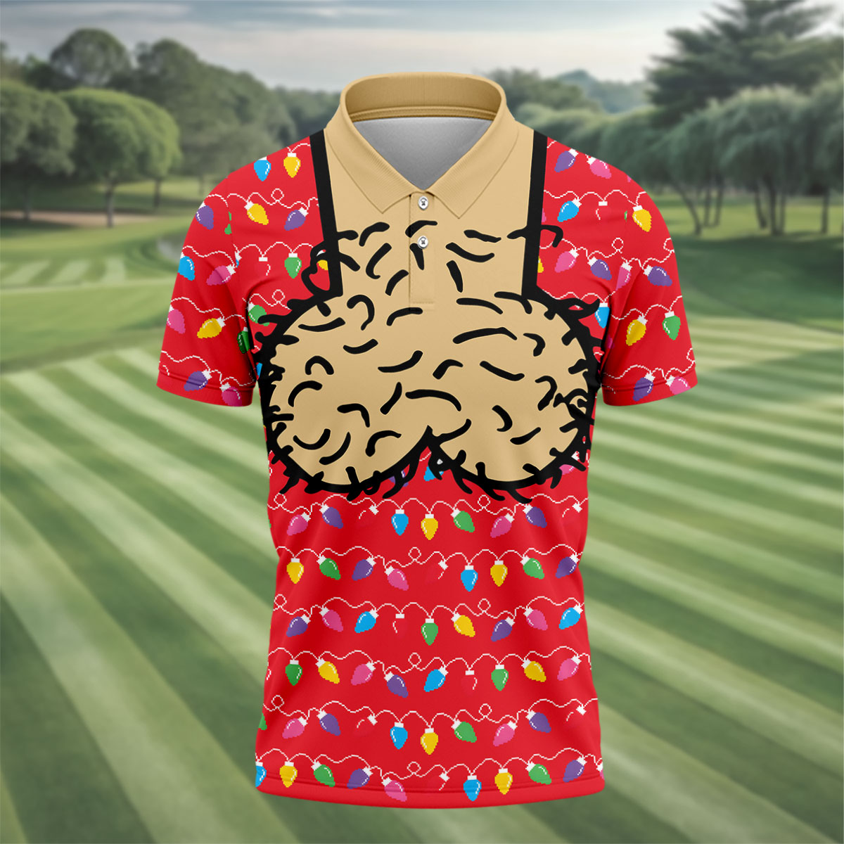 Cheeky Christmas Lights Golf Polo Shirt, Mens Golf Shirts, Golf Apparel For Men