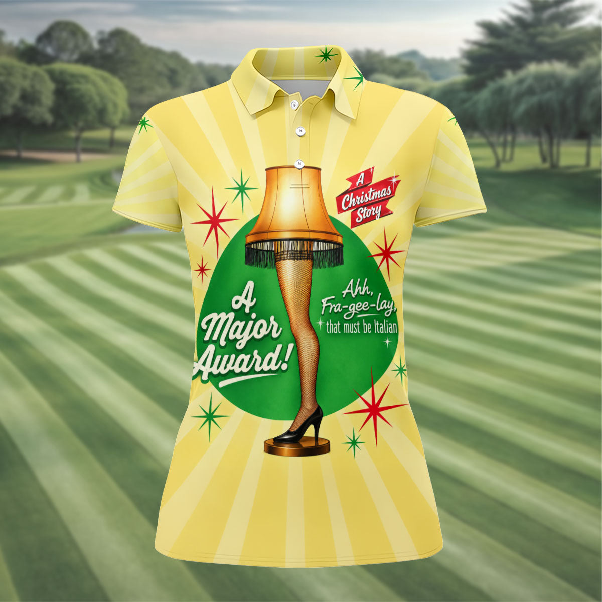 Christmas Leg Lamp Quote Golf Polo Shirt, Ladies Golf Shirts, Golf Shirts For Women
