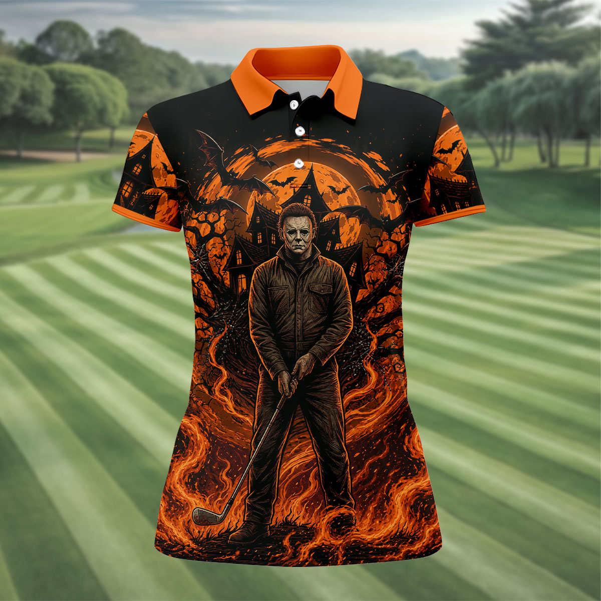 You Can't Kill The Bogeyman Halloween Golf Polo Shirt, Horror Character, Womens Golf Tops