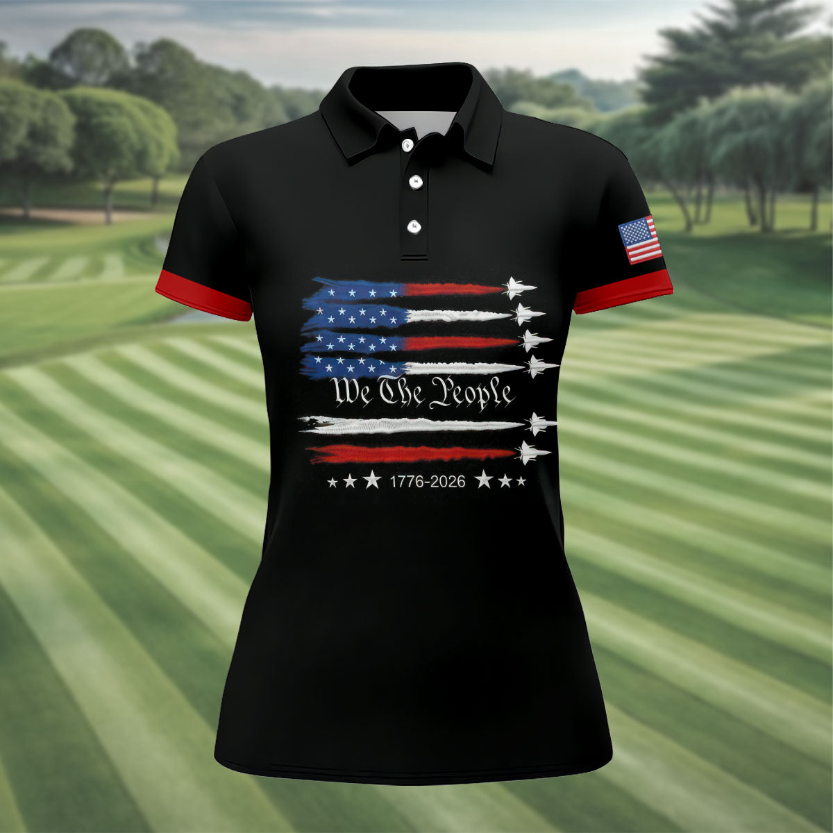 Independence Day Flag We The People Golf Shirt, Patriotic 4th Of July Golf Shirt For Women