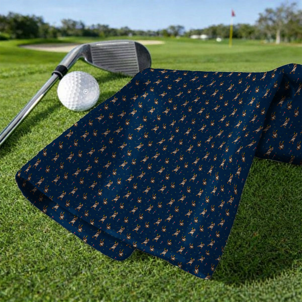 Funny Mallard Duck Golf Towel, Waterfowl Golf Pattern Towels, Gift For Duck Hunting & Golf Lovers