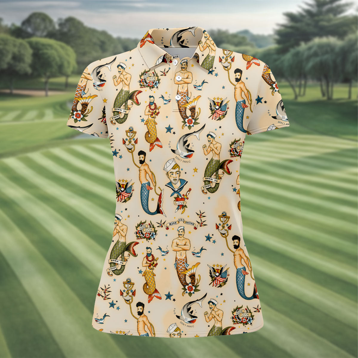 Mermen Rise And Shine Fun Women's Golf Shirts, Gay Pride Month Celebrate Golf Shirt For Women