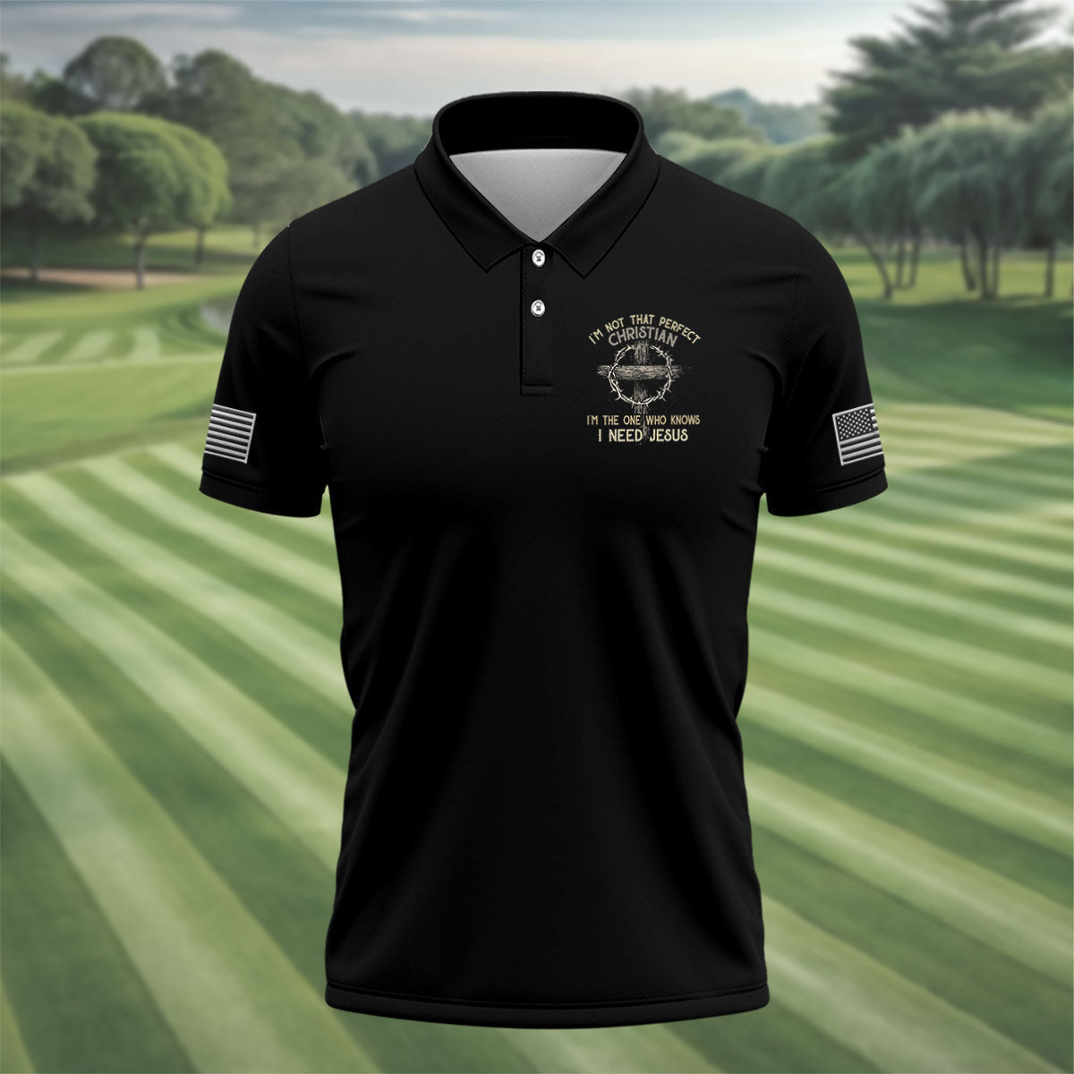 Funny Imperfect Christian Jesus Polo Shirt, Golf Shirts For Men, Mens Golf Apparel