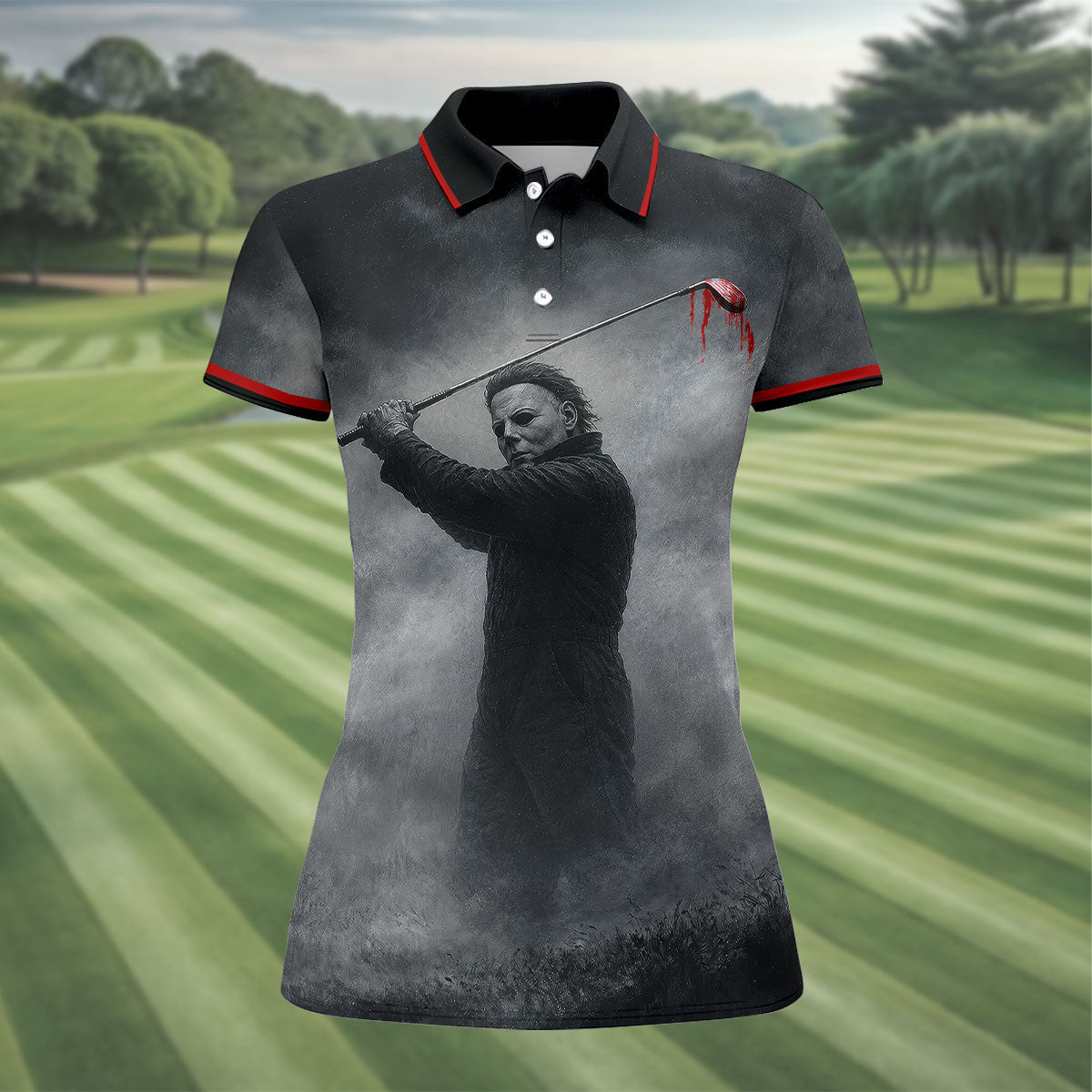 You Cant Kill The Bogeyman Horror Character Golf Polo Shirt, Womens Golf Polo, Ladies Golf Shirts