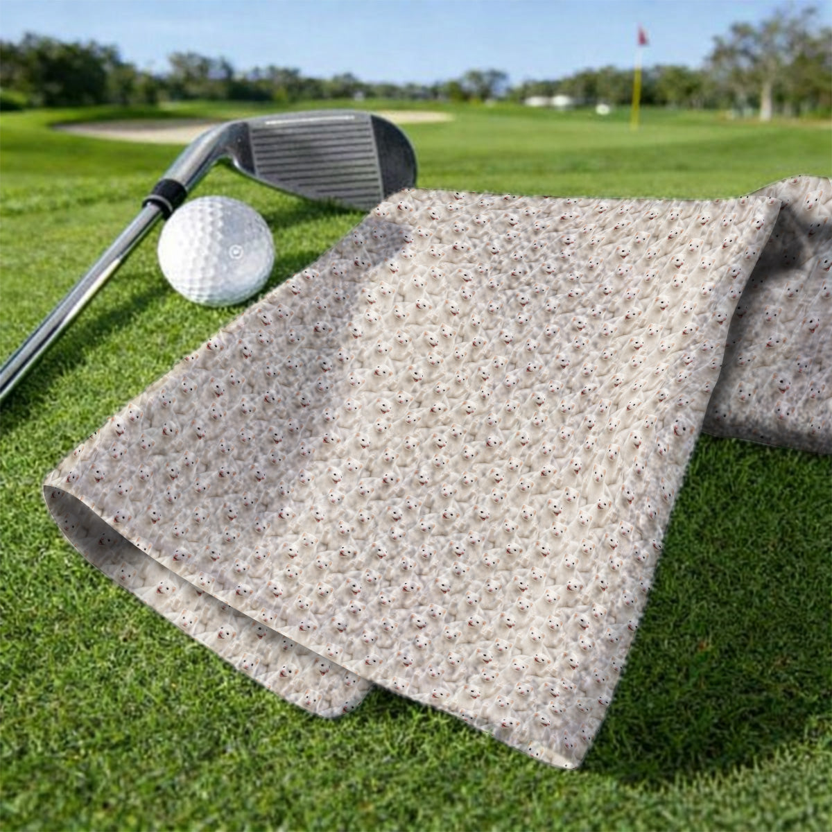 White Ferret Pattern Golf Towels, Funny Ferret Golf Towel, Golf Gift For Golfer