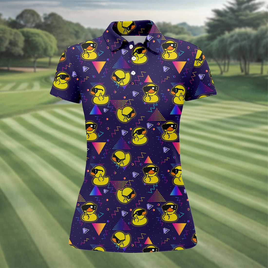 Funny Yellow Duck Sunglasses Golf Shirt, Women's Golf Shirt, Golf Polo For Women, Cute Golf Outfit