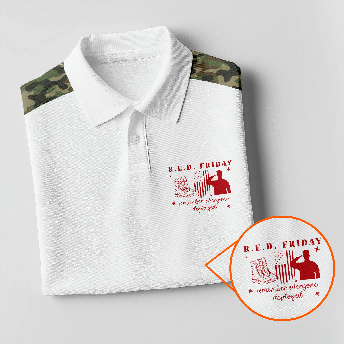 RED Friday Camo White Patriotic 4th Of July Golf Shirt, 250th Anniversary Golf Shirts For Men