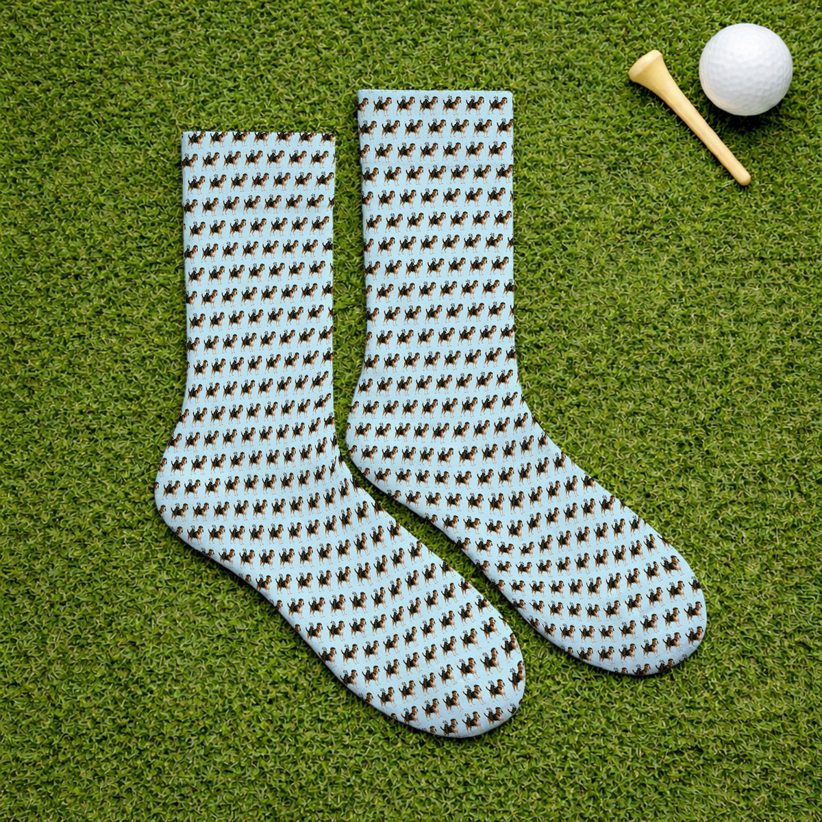 Classic Beagle Pattern Golf Socks, Beagle Dog Golf Sock, Crazy Golf Gift For Golfer