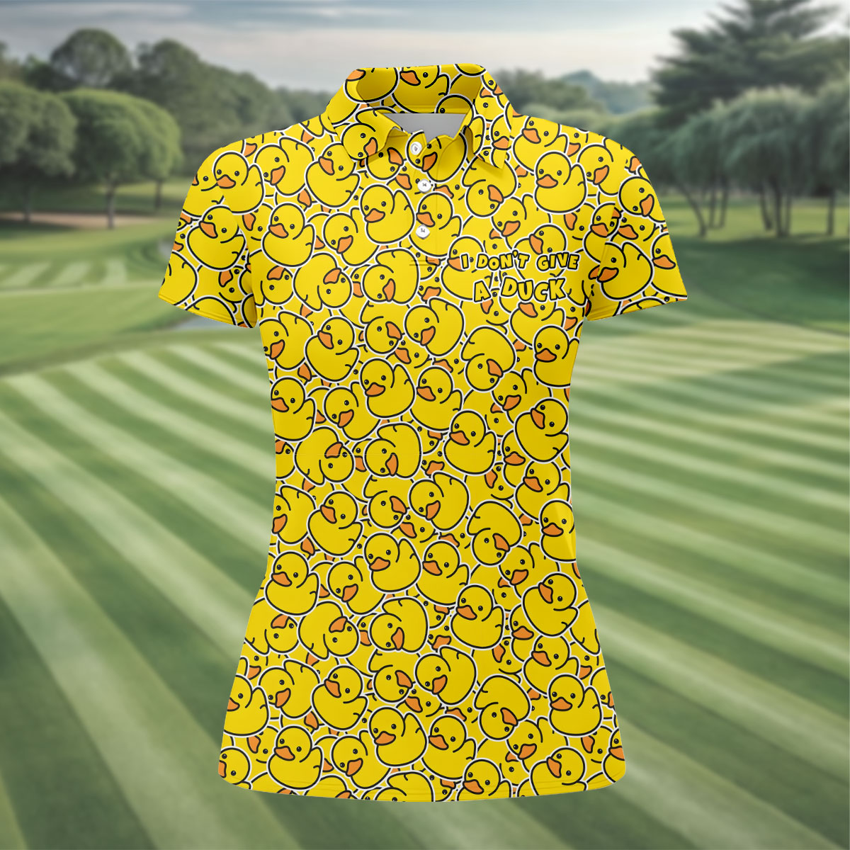 I Don't Give A Duck Yellow Rubber Duck Hawaiian Golf Shirt, Women's Golf Tops