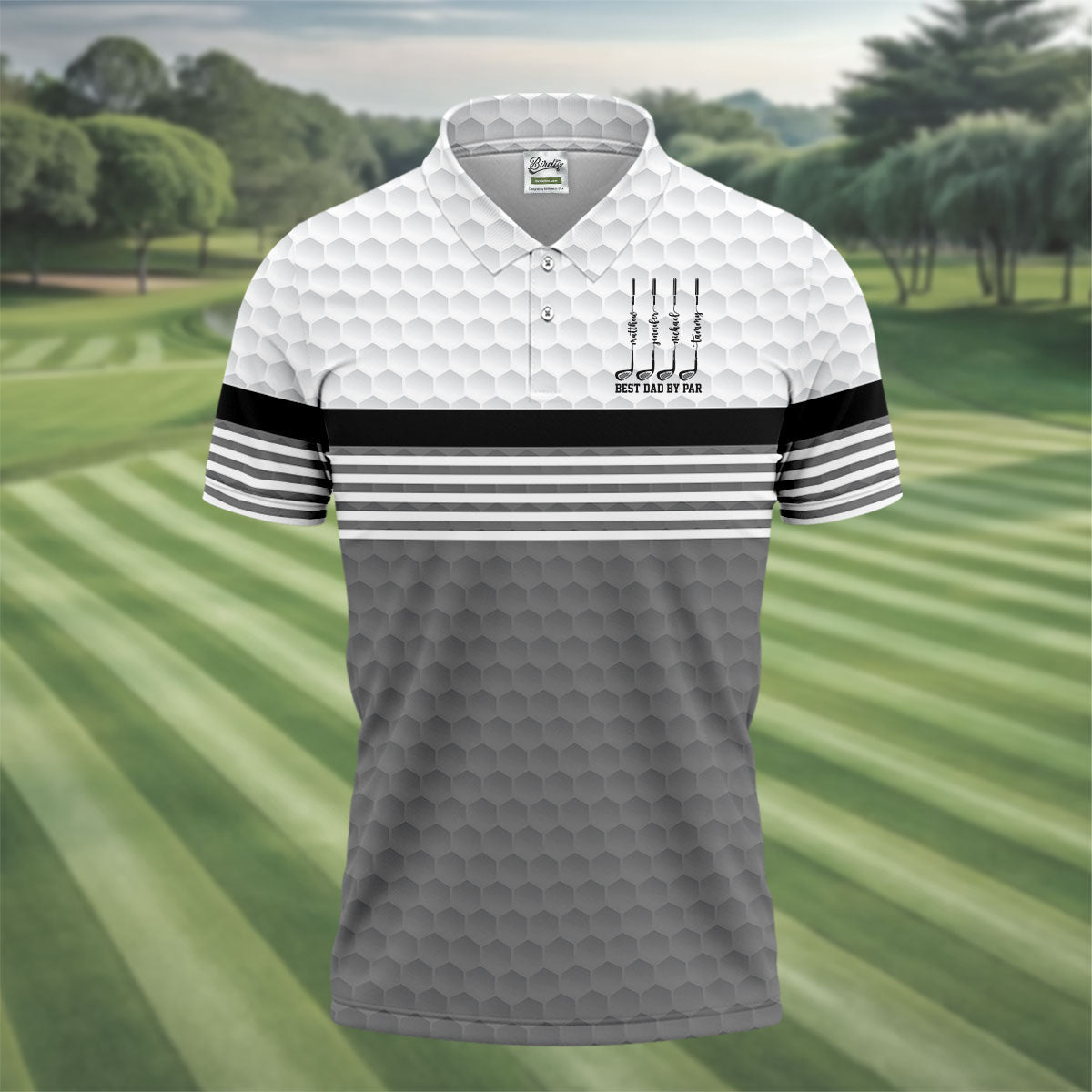 Best Dad By Par Golf Ball Pattern Father's Day Golf Shirt, Golf Gift For Dad, Polo Shirts For Men