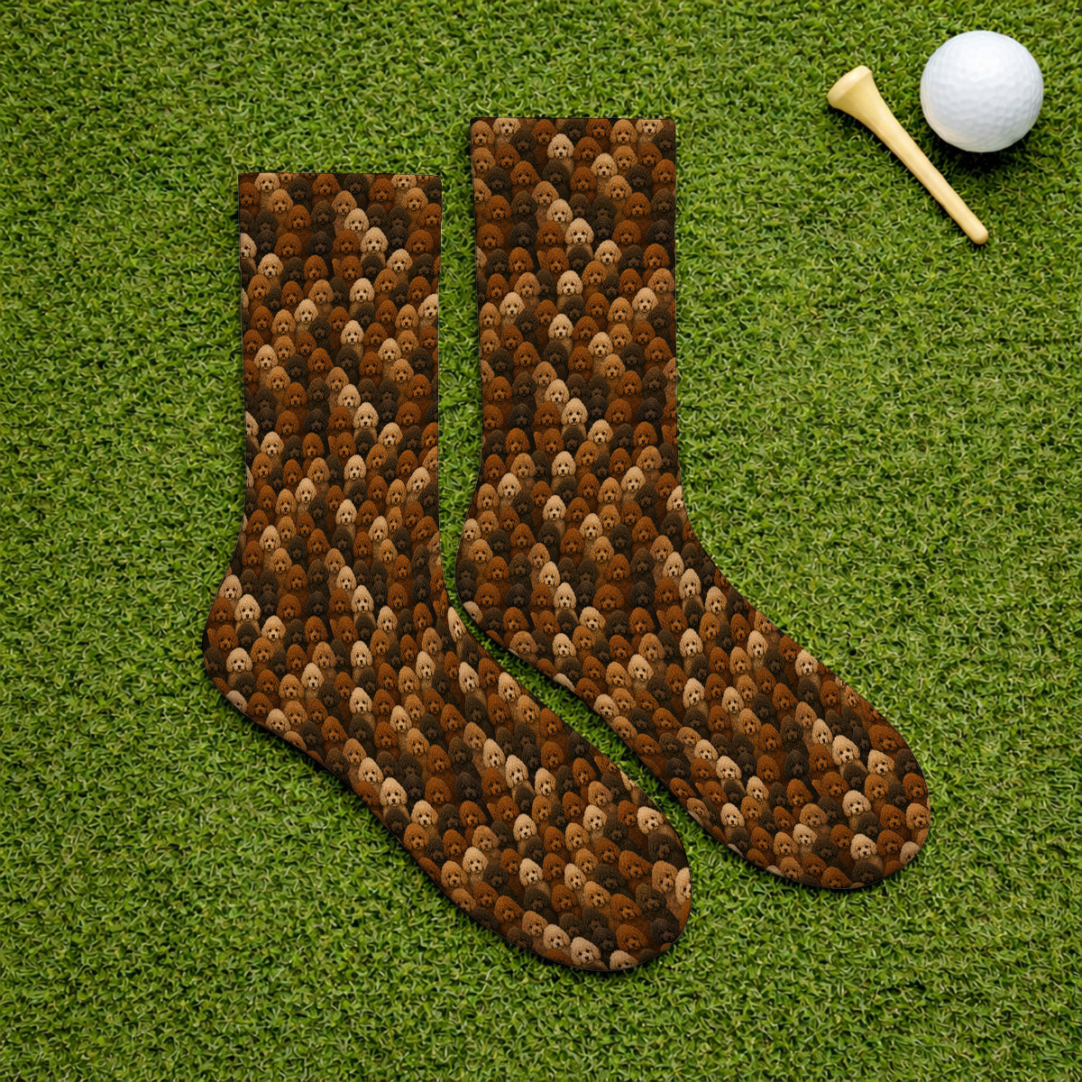 Funny Poodle Pattern Golf Socks, Poodle Dog Golf Sock, Golfer Dog Lover Gift