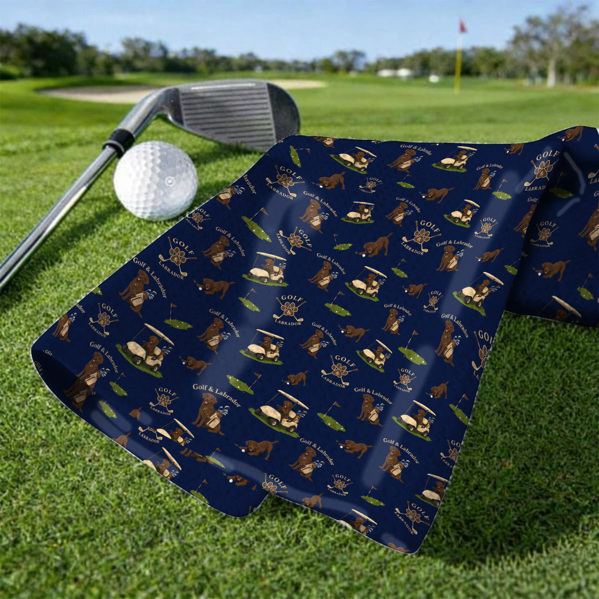 Labrador Pattern Golf Towel, Funny Dog  Golf Towels, Crazy Golf Gift For Golfer