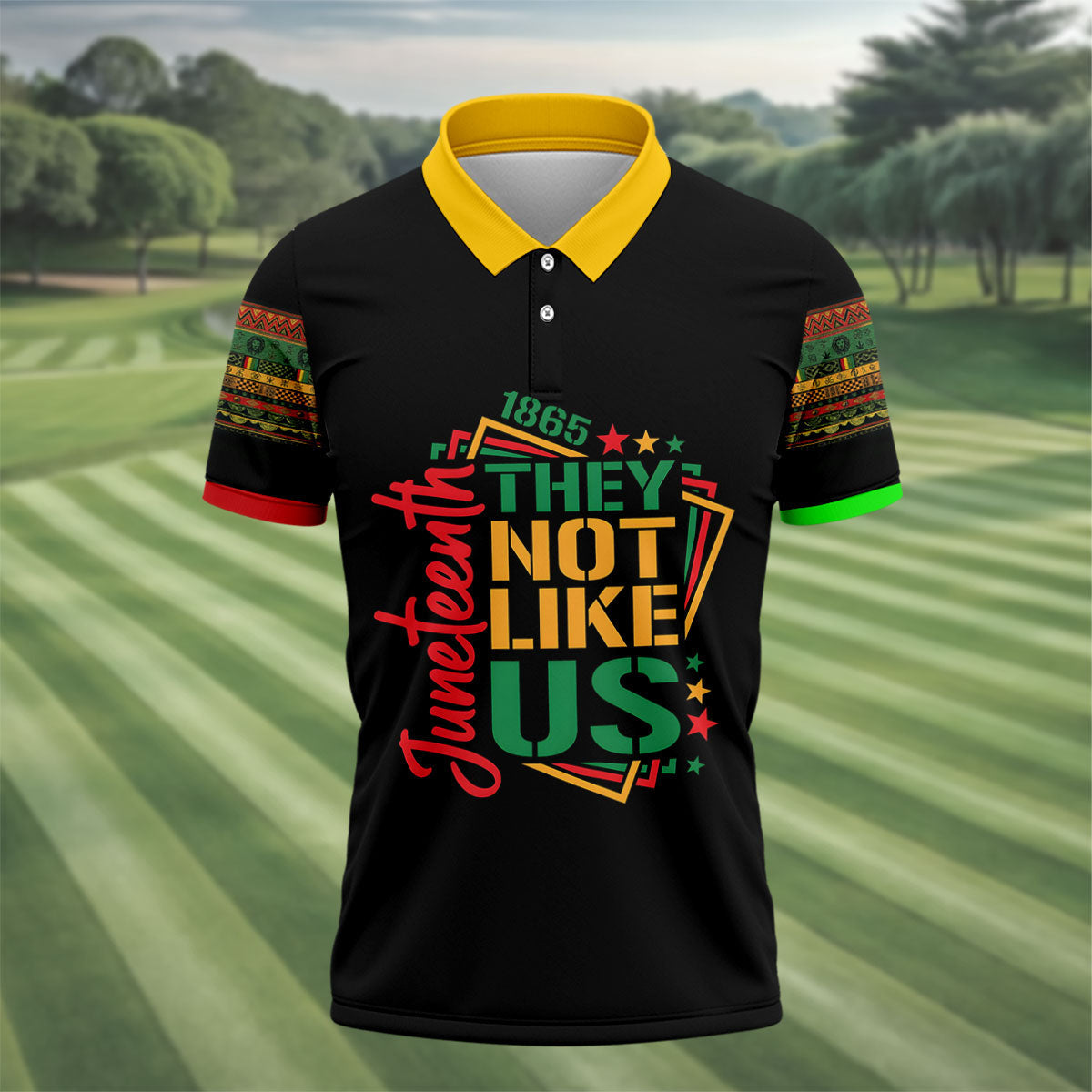 Juneteenth They Not Like Us 1865 Heritage Golf Polo Shirt, Golf Shirts For Men, Printed Golf Shirts