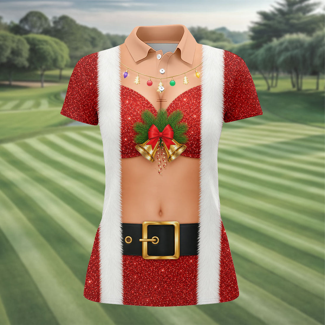 Women's Funny Mrs Claus Costume Golf Shirt, Christmas Golf Shirt, Women’s Golf Apparel