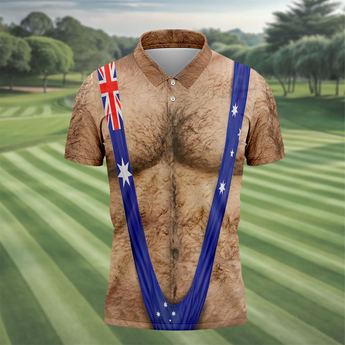 Australia Flag Print Fun Golf Shirt, Men's Golf Top, Polo Shirts For Men, Golf Shirts For Men