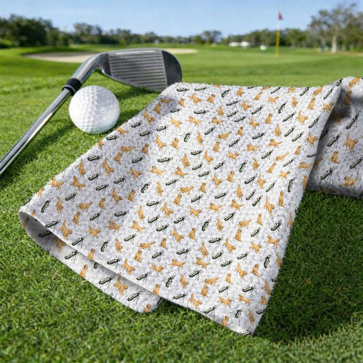 Funny Golden Retriever Pattern Golf Towel, Golden Retriever Golf Towels For Golfer, Dad Golf Gift