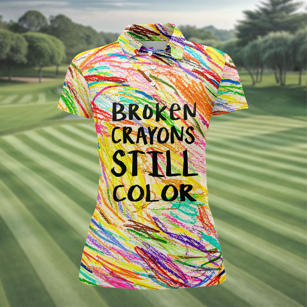 Broken Crayons Still Color Breast Cancer Shirt, Women's Golf Tops, Golf Shirts For Women