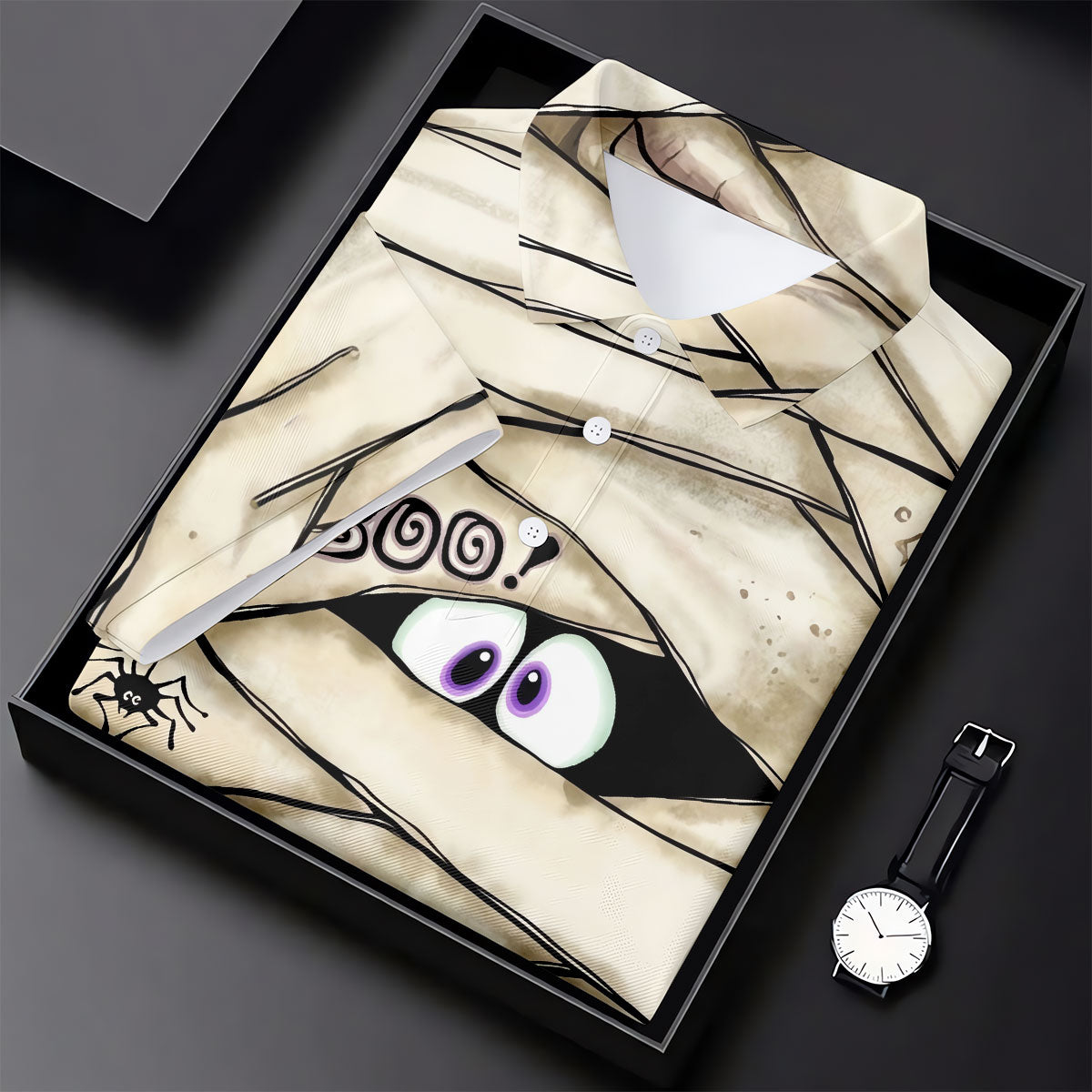 Cute Mummy Peeking Eyes BOO Halloween Golf Polo Shirt, Womens Golf Polo, Ladies Golf Shirts