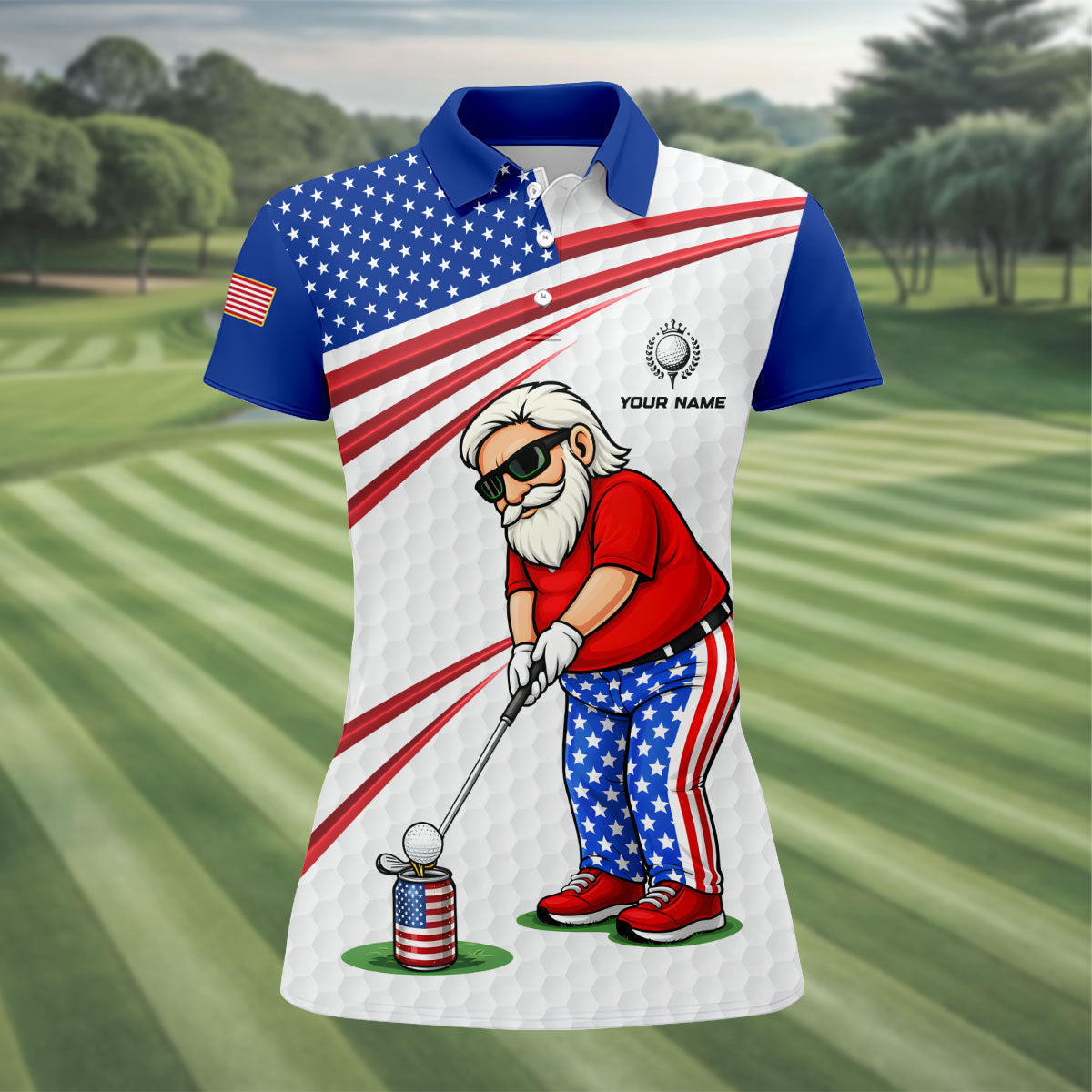 Stop Looking At My Putt Golf Ball Pattern 250 Years Patriotic 4th Of July Golf Shirt For Women