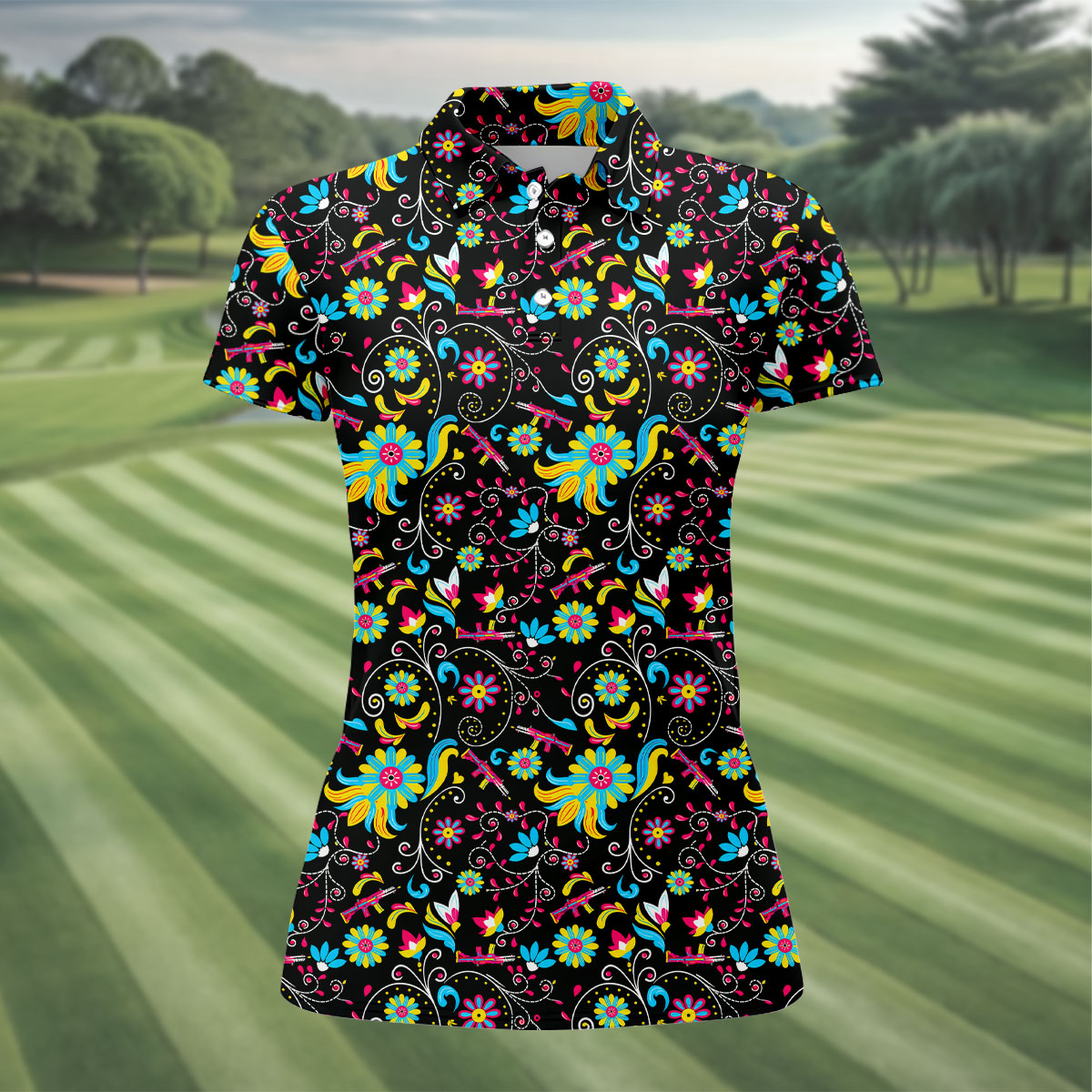 Flores De Mayo Cinco De Mayo Celebration Fiesta Themed Tropical Pattern Golf Shirt For Women