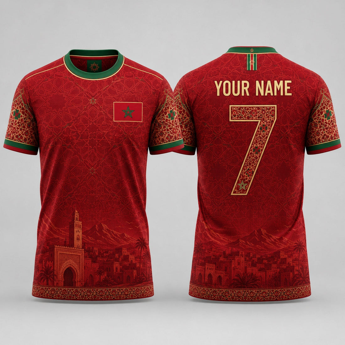 Moroccan Fooball Shirt, Moroccan Zellige Tile V-Neck For Men Football Lover, Father's Day Presents