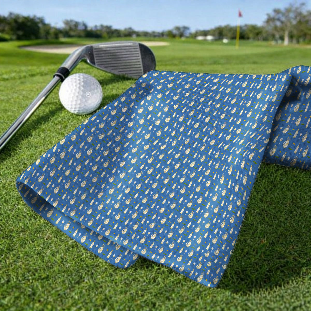 White Wine Pattern Golf Towels, Elegant Winery Golf Towel, Wine Golf Gift For Golfer