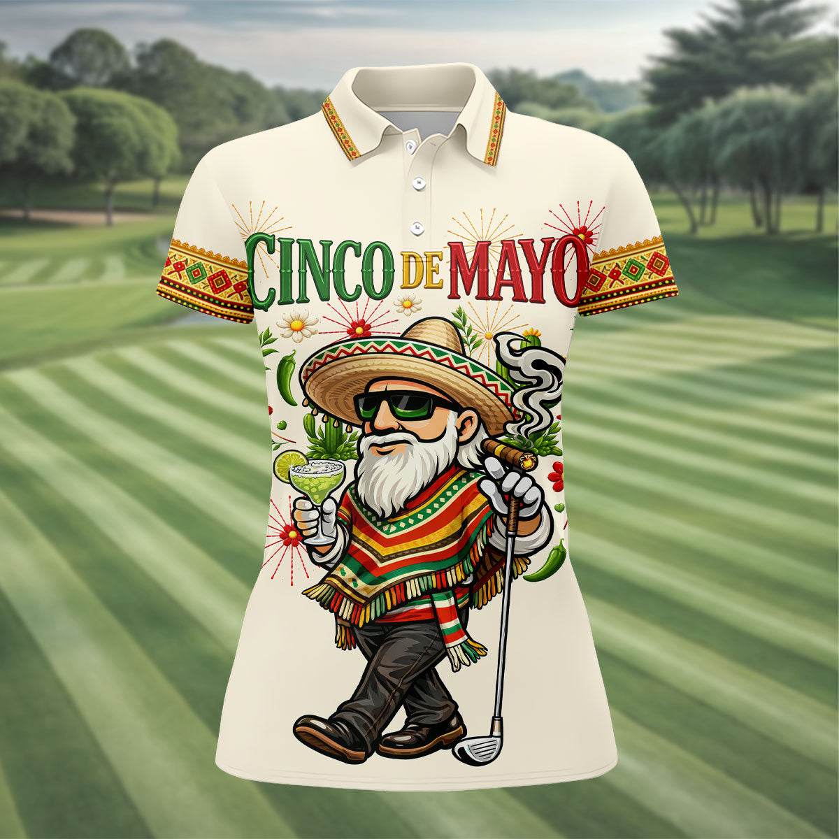 Margarita Man Cinco De Mayo Celebration Beige Golf Shirt, Fiesta Theme Golf Shirt For Women