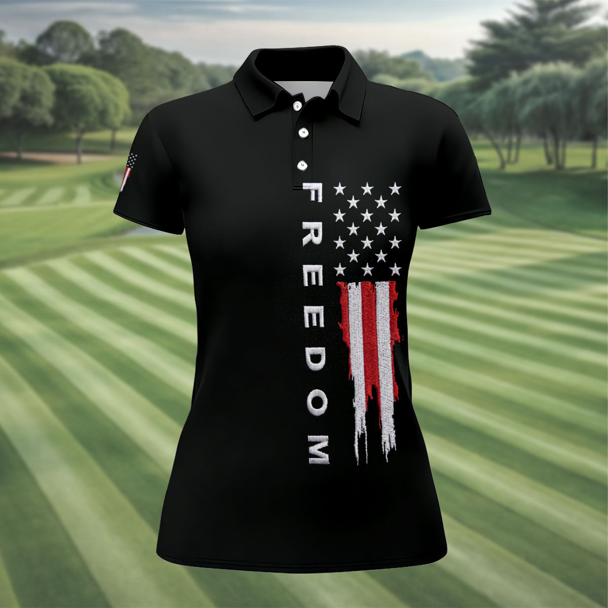 Stars And Stripes Flag 250th Anniversary Golf Shirt, Patriotic 4th Of July Golf Shirt For Women