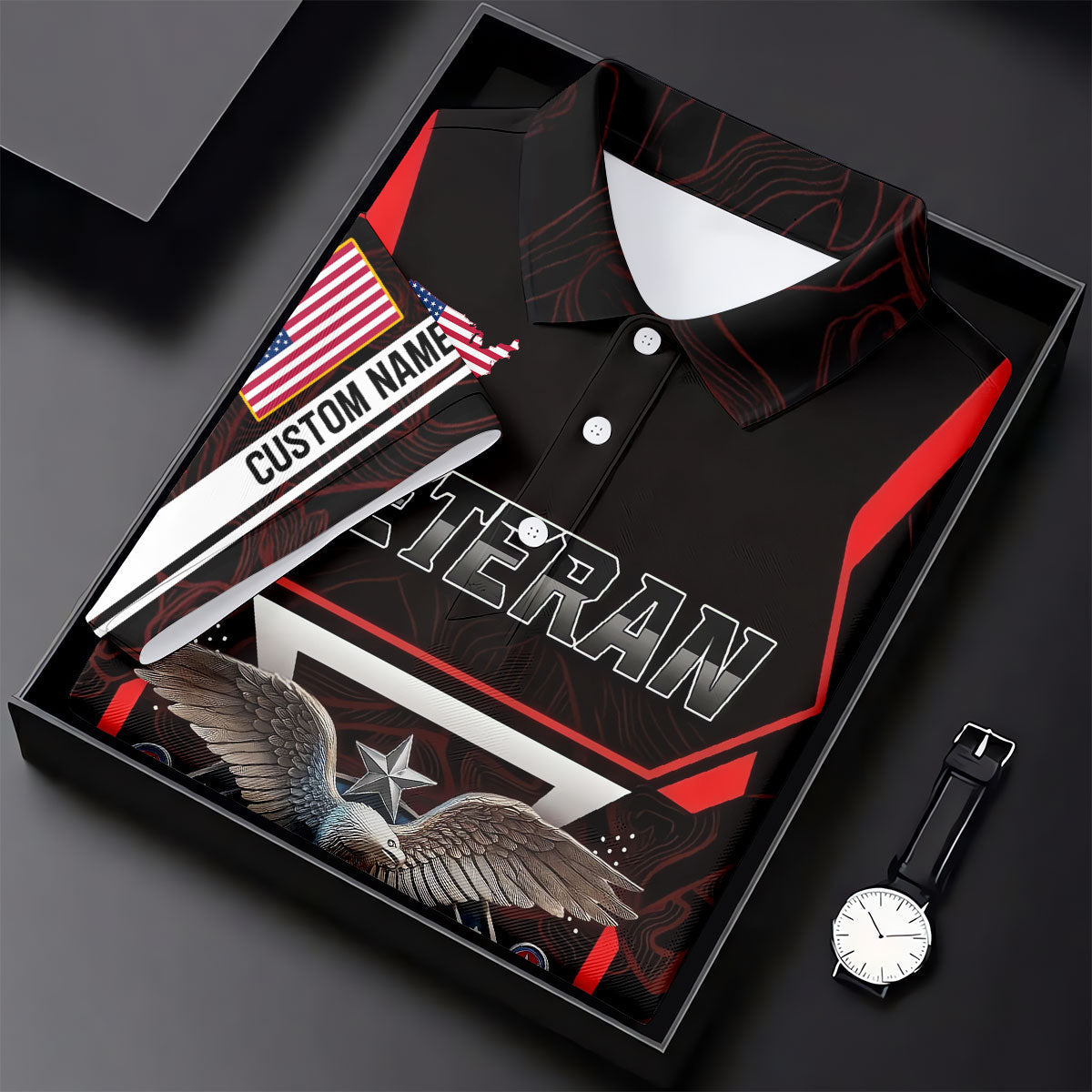 Personalized Veteran America 250 Polo Shirt Red Accent, Performance Golf Shirt, Golf Tops For Women