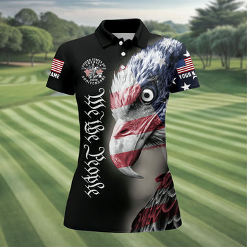 We The People Patriotic Bald Eagle American Flag Golf Shirt, 4th Of July Golf Shirt For Women