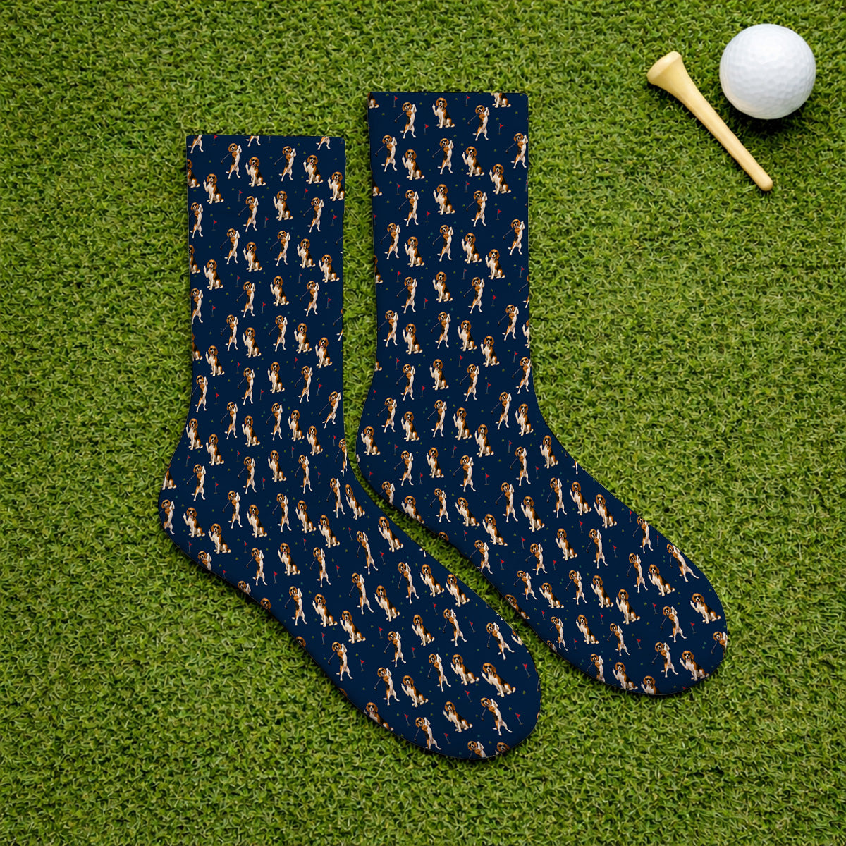 Beagle Pattern Golf Sock, Funny Beagle Golf Sock, Dog Lover Gift For Golfer